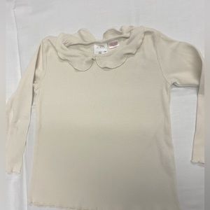 Girls Zara 3-4 years old white/cream long sleeve ruffle shirt